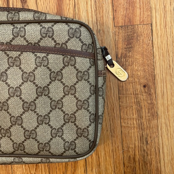 Vintage Gucci GG Brown Canvas Zip Logo Clutch - Picture 2 of 14